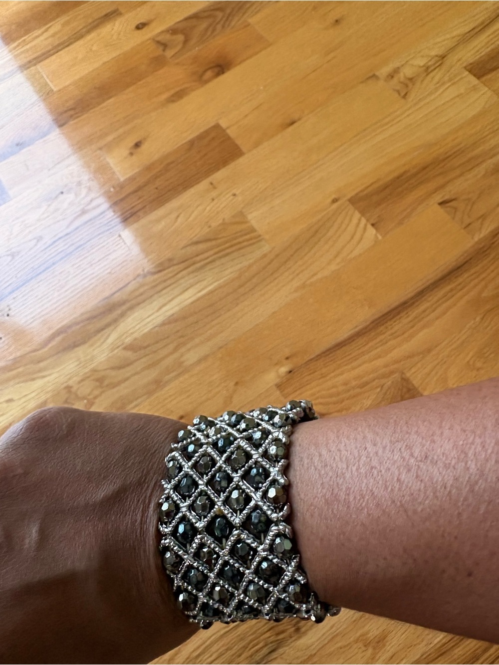Silver-Tone Crystal Lattice Stretch Bracelet - Silver